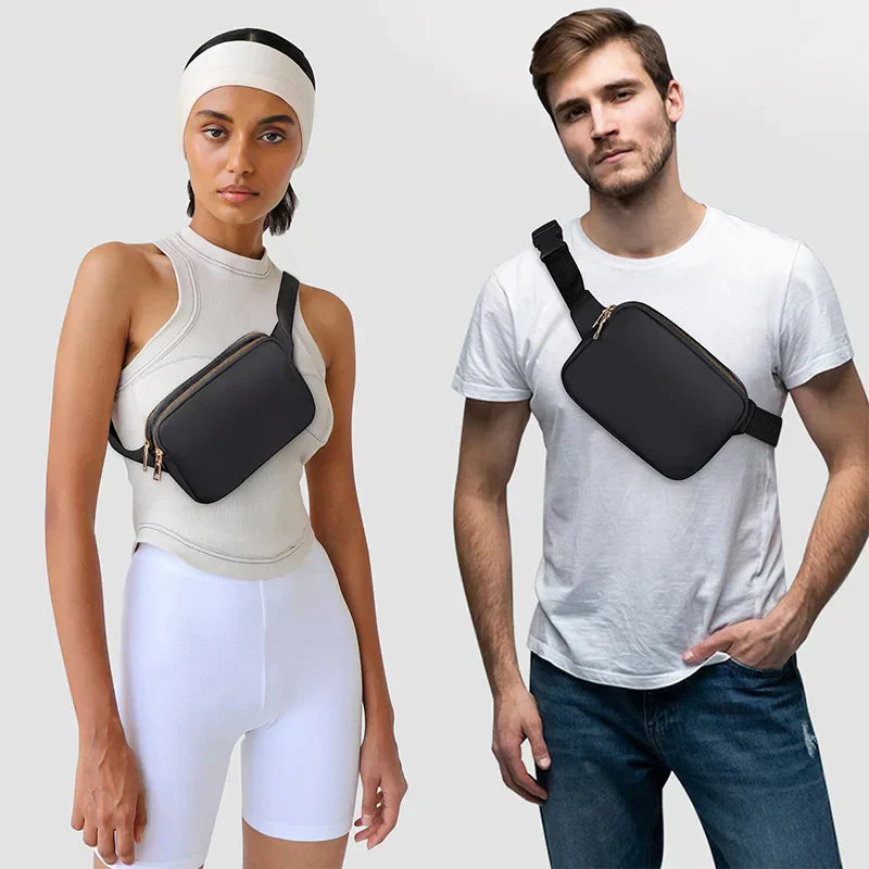 Women Waist Bag Waterproof Crossbody Chest Fanny Pack (Black)
