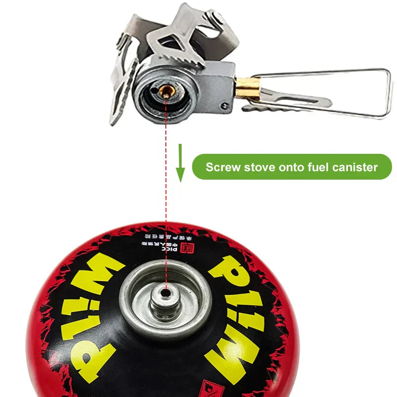 Ultralight Titanium Camping Stove 2700W Portable Gas Burner Grey
