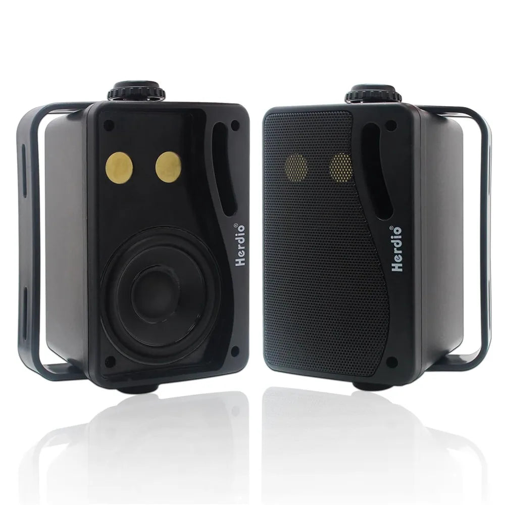 3-Way Waterproof Wall Mount Speakers Black