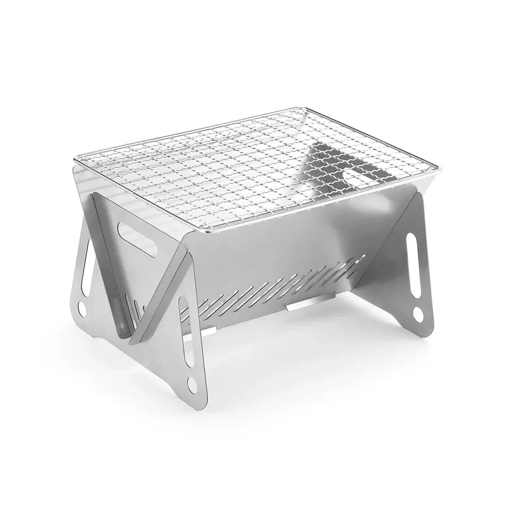 Portable Foldable Barbecue Grill Heating Stove Multi functional Camping Grid Firewood Stove Stainless Steel Grill