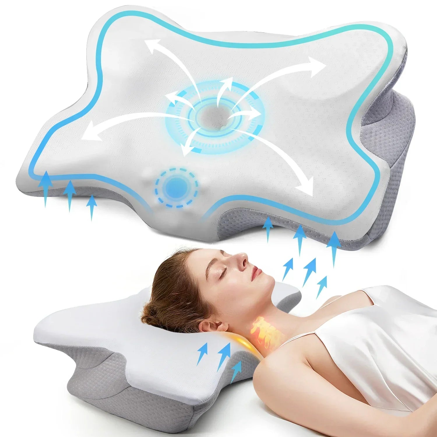 Orthopedic Memory Foam Cervical Pillow Support White