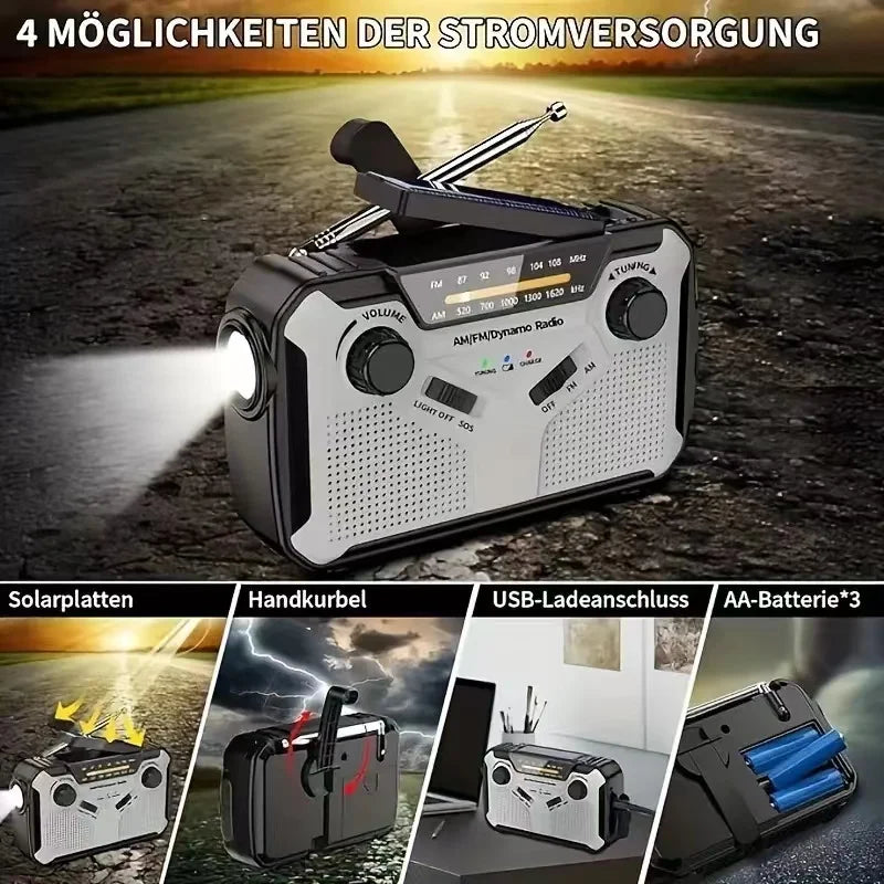 Solar Emergency Radio 4000mAh Grey