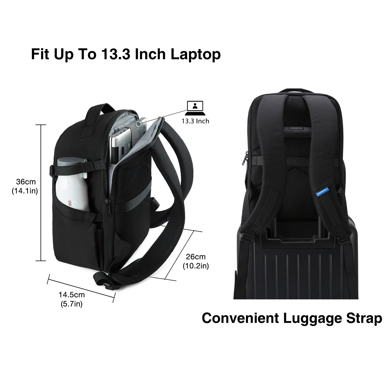 Camera Backpack with Laptop Compartment Black