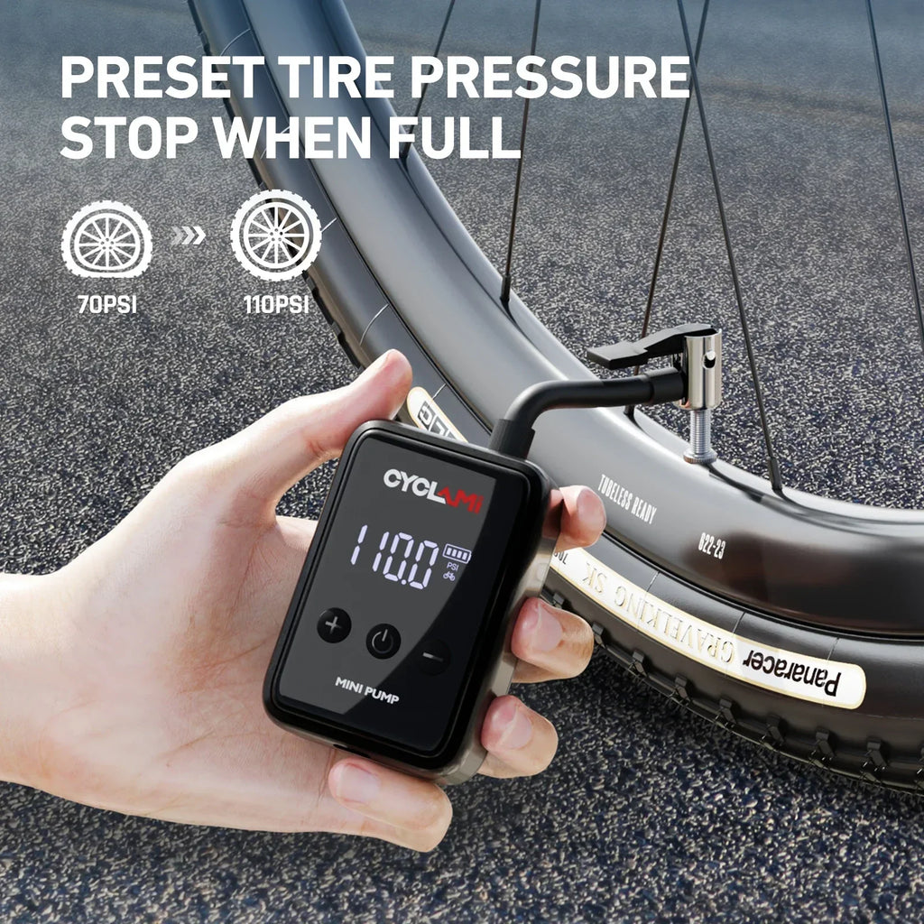 150PSI Mini Electric Bike Air Pump Portable Rechargeable Tire Inflator Black
