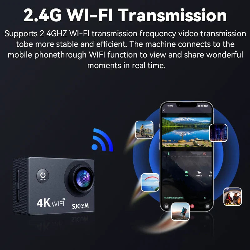 4K Ultra HD Action Camera 30M Waterproof Black