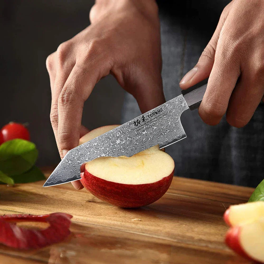 5-Inch Hand-Forged Damascus Steel Utility Knife Ebony And Rosewood Brown