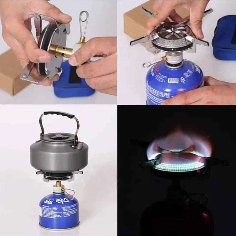 Portable Foldable Camping Gas Stove Silver