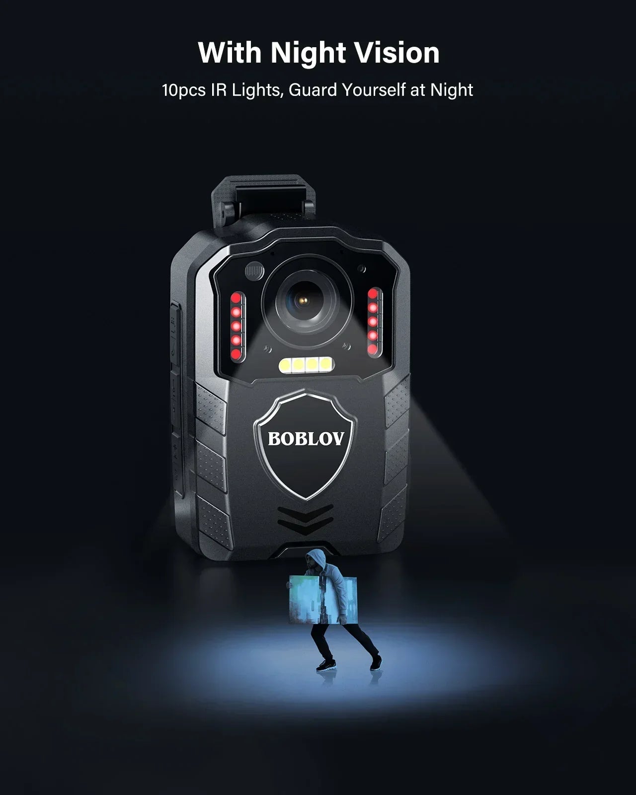 1080P Body Camera with 13-Hour Recording 64GB Black