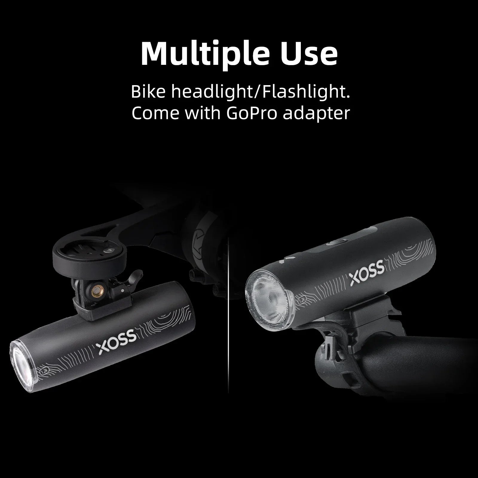 XL1200 Rechargeable Bike Headlight 1200 Lumens Black