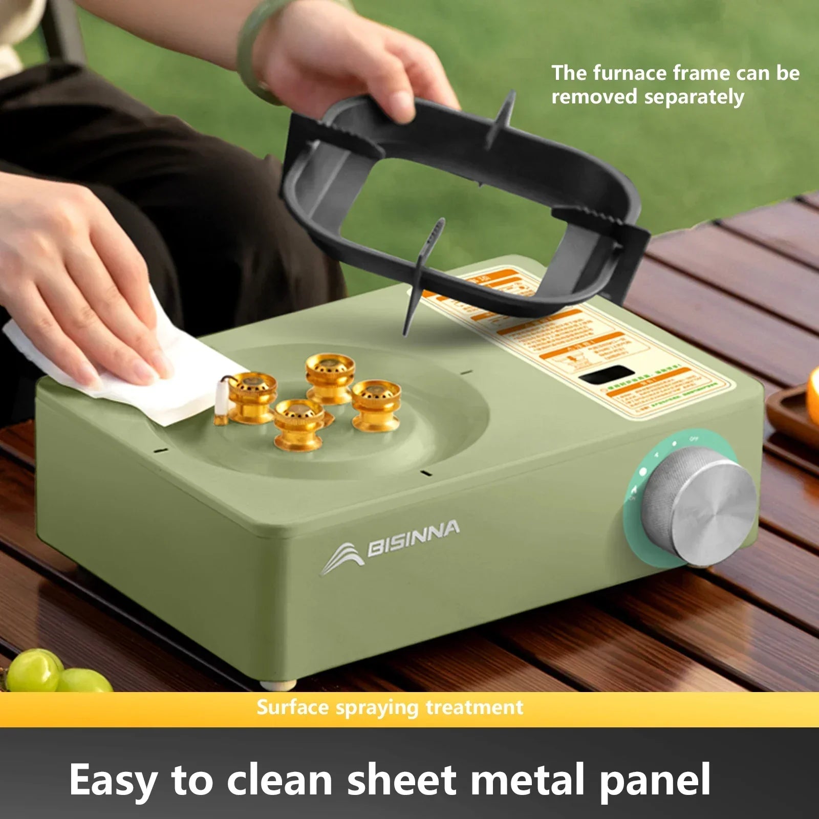 5800W Camping Gas Stove High Firepower Cassette Green