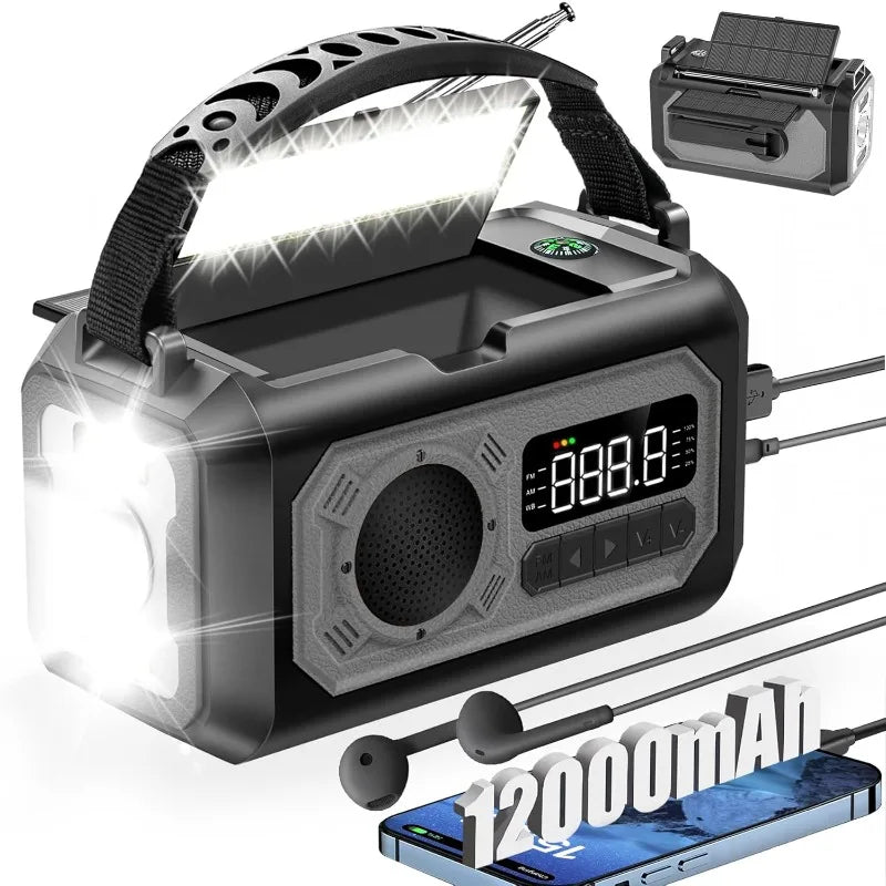 Emergency Hand Crank Solar Radio Gray