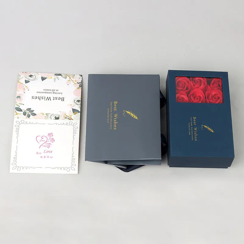 Multilingual 'I Love You' Necklace with 6 Roses in Luxury Gift Box - Silver (45cm)