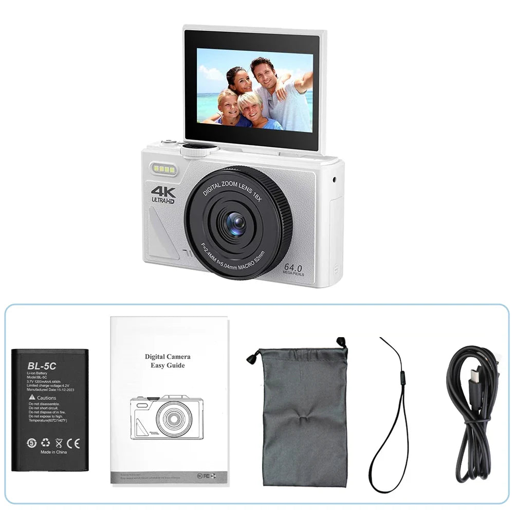 Digital Camera with 3.0 Flip Screen White