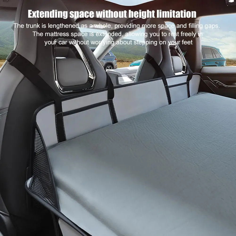 Foldable Car Camping Head Block with Storage Flannel Sleeping Pad Grey