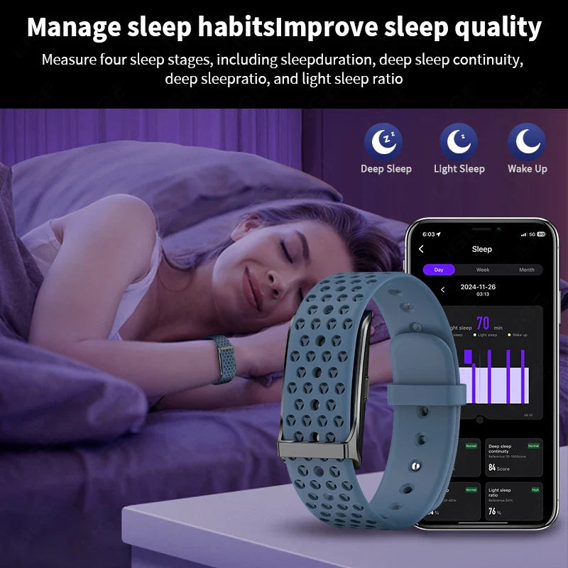 No-Screen Smart Bracelet with Heart Rate Blue