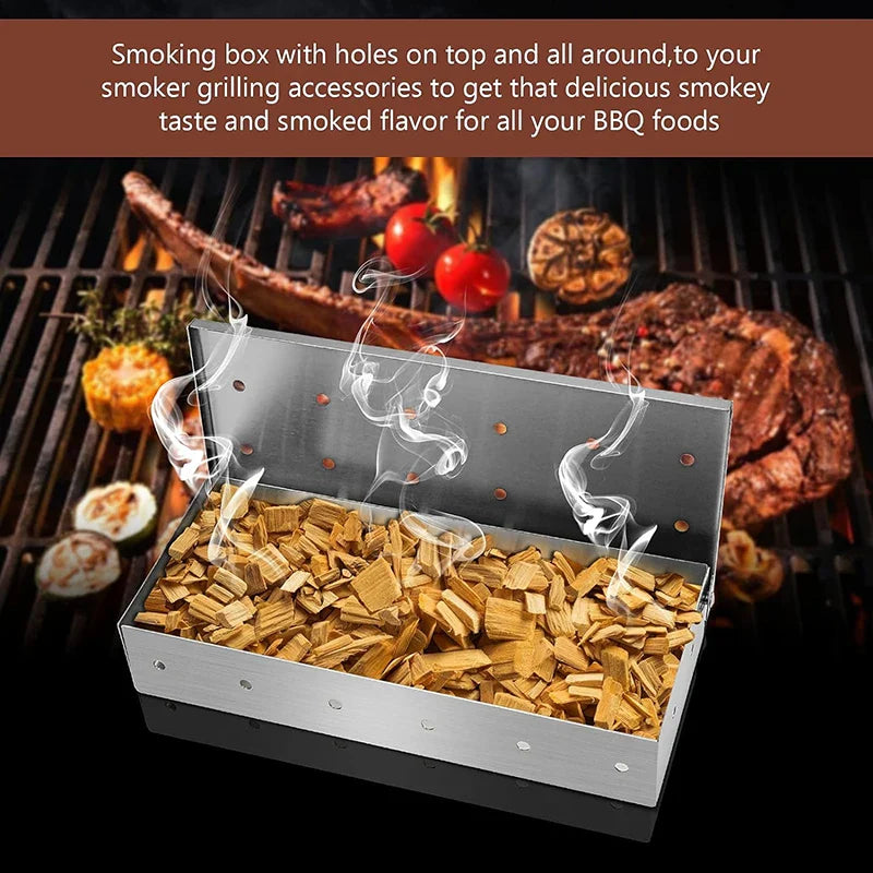 Smoker Box for Wood Chips Silver