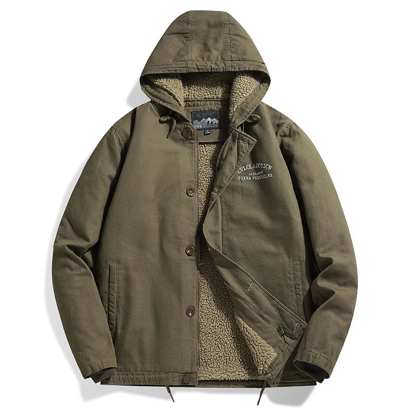 Men's Fleece-Lined Hooded Winter Parka Jacket