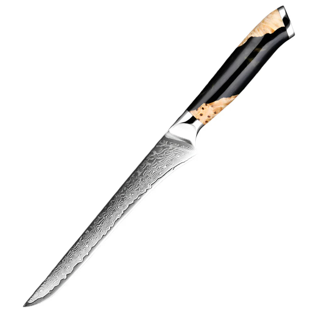 6-Inch Damascus Utility Knife 67-Layer Razor Sharp Boning Knife Black