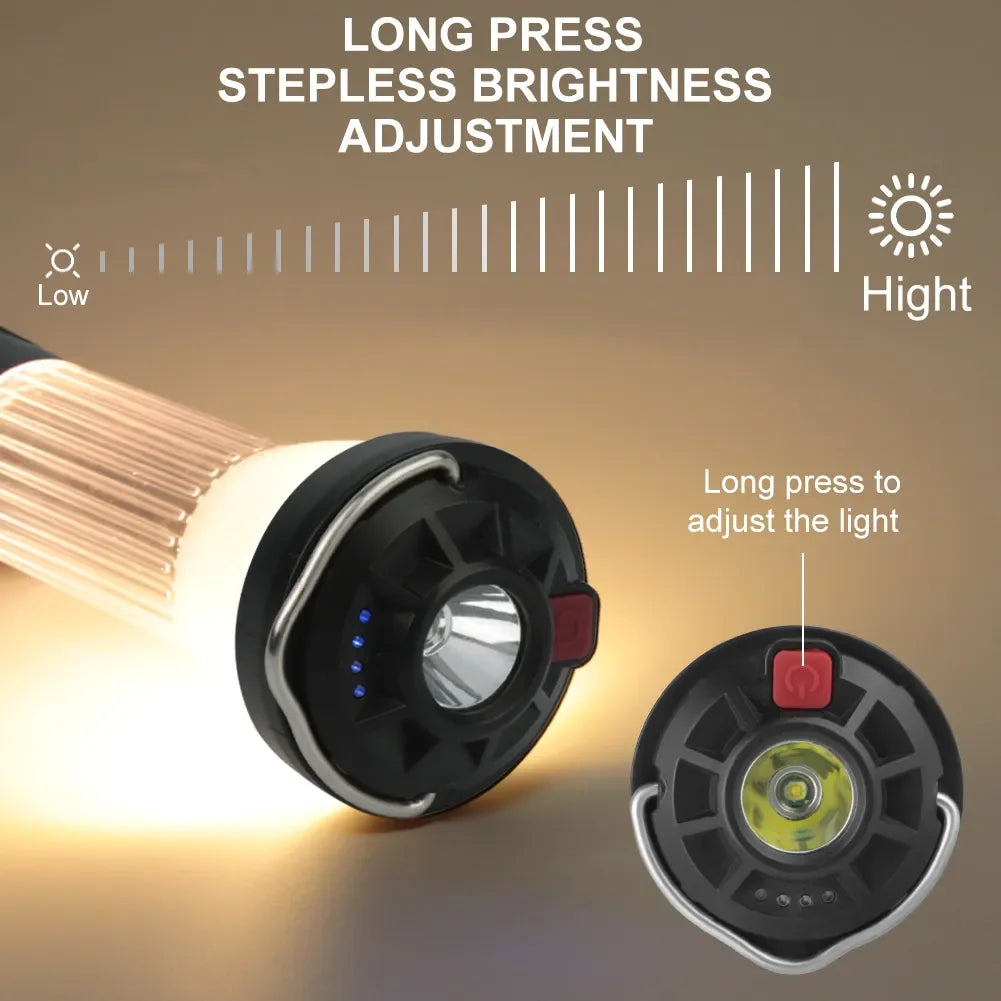 Camping Lantern With Magnetic USB Rechargeable