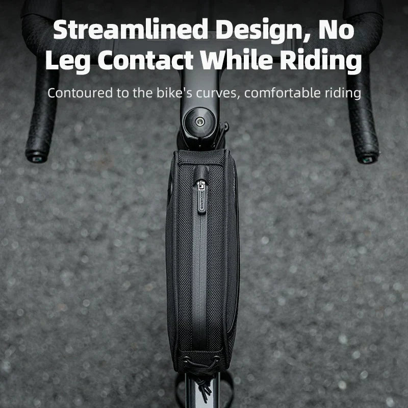 1.3L Waterproof Bicycle Frame Tube Bag with Headphone Jack Black