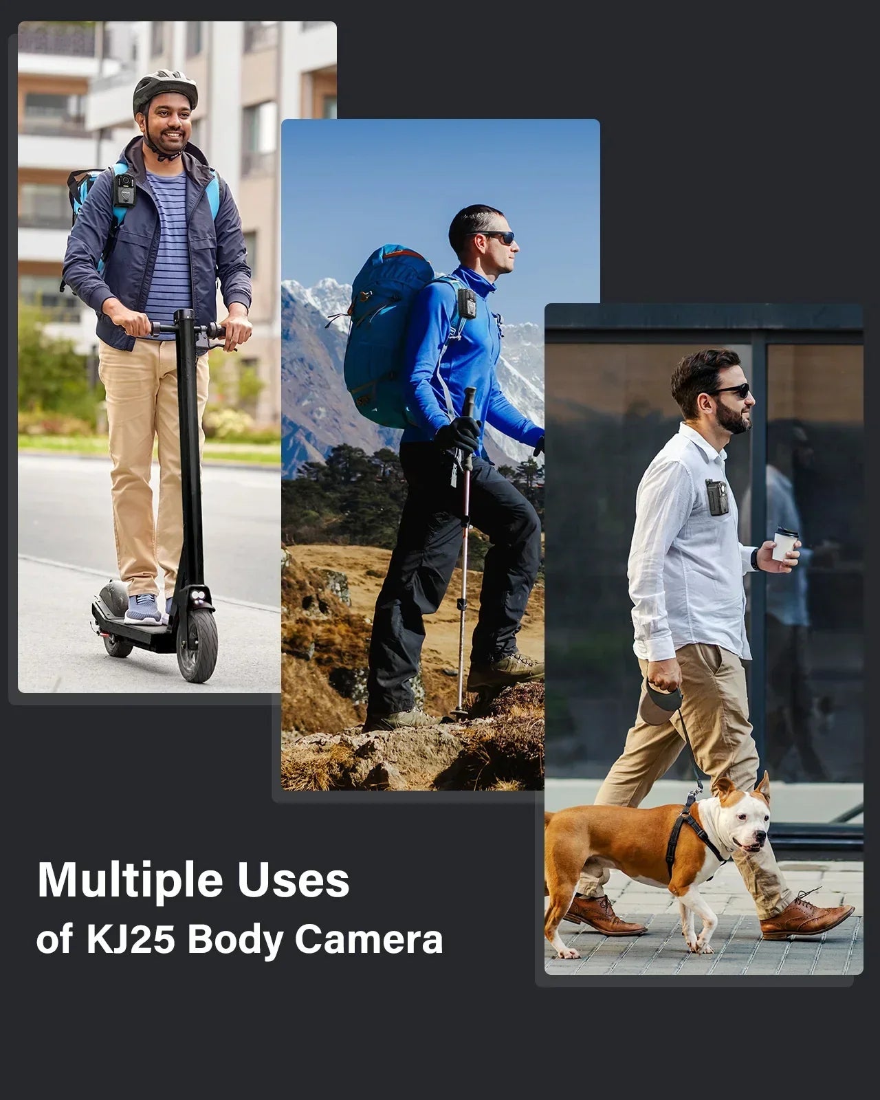 1080P Body Camera with 13-Hour Recording 64GB Black