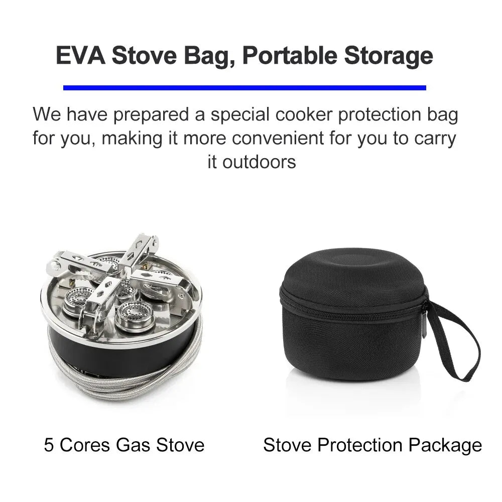 High-Power Camping Gas Stove Portable Split Burner Black