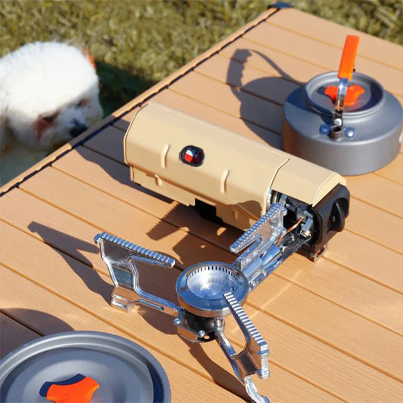 Camping Cassette Gas Stove 2600W Burner with Electronic Ignition Khaki