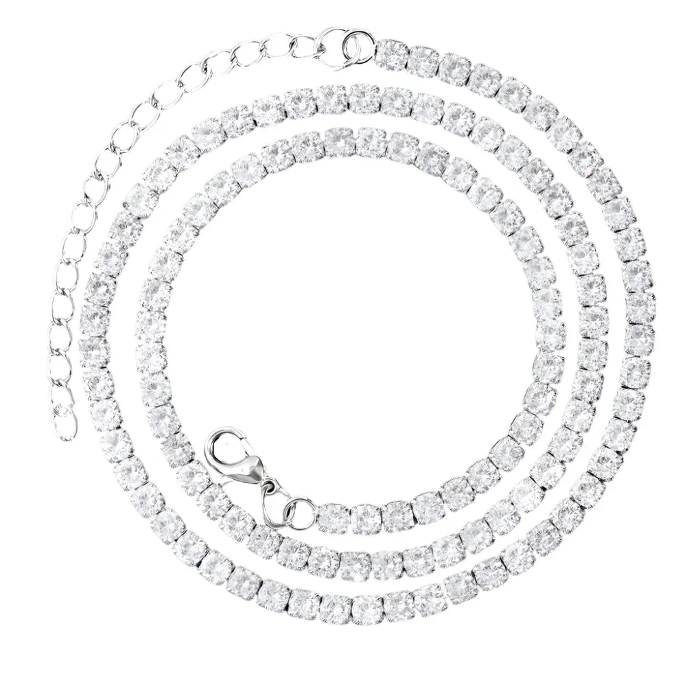Prong Cuban Link Chain Necklace Rhinestone (A0924SL)