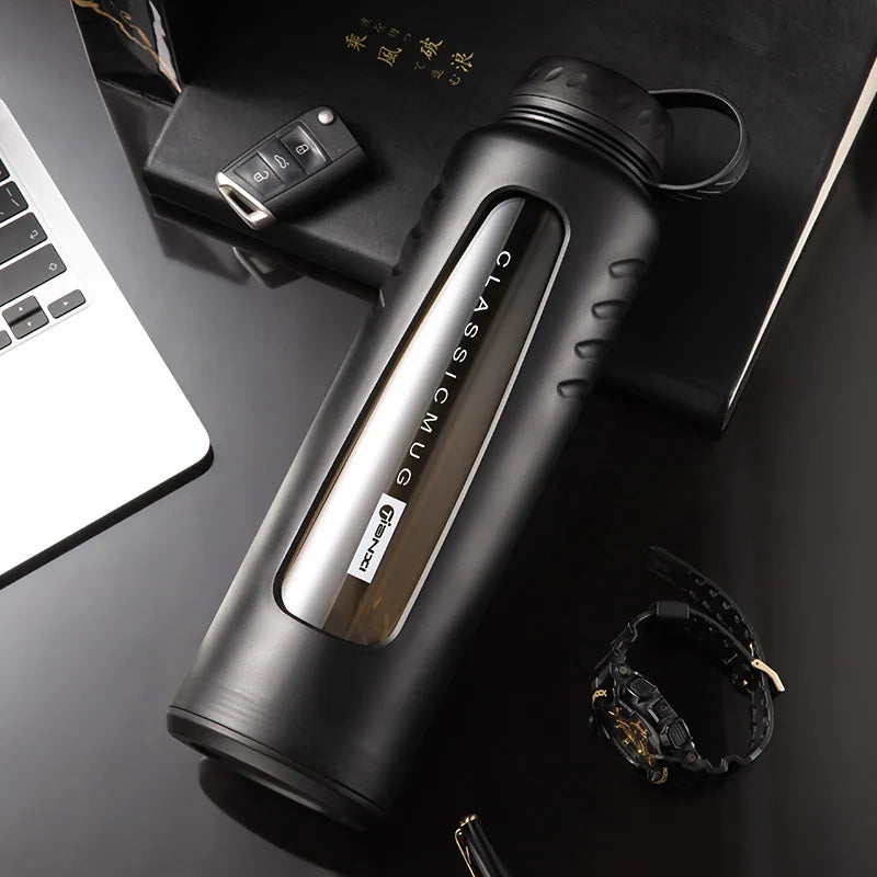 1000ML Heat-Resistant Glass Water Cup Black