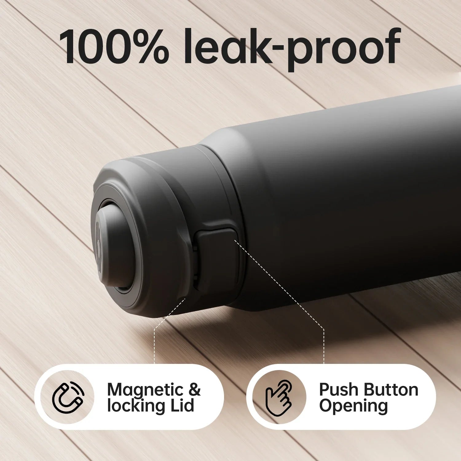 950ml Magnetic Thermos Water Bottle Black
