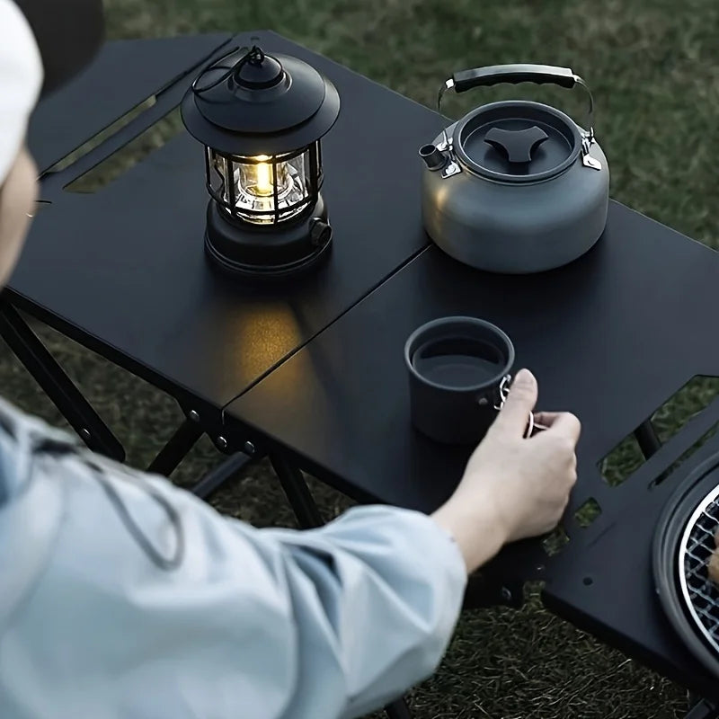 Folding Camping Table with Carry Handle Tripod Base Black