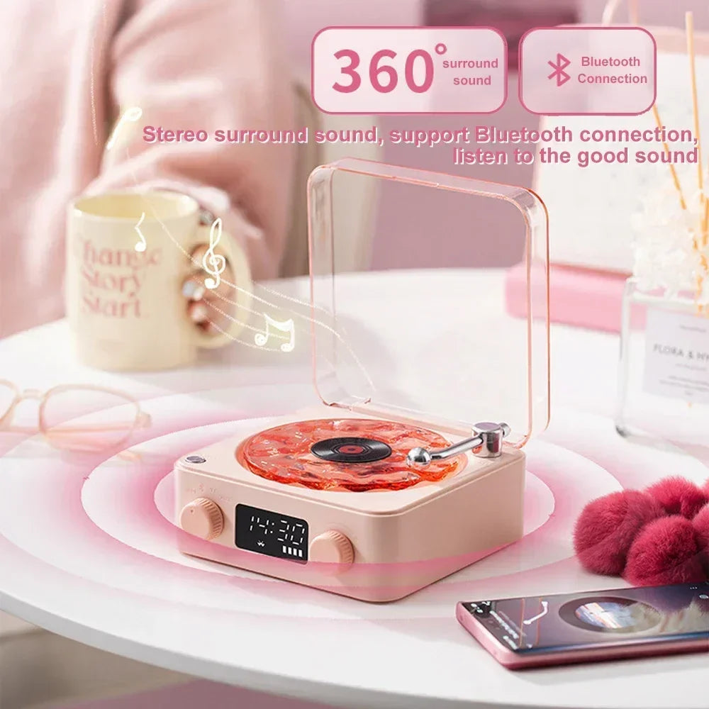 Retro Bluetooth Turntable Speaker Pink