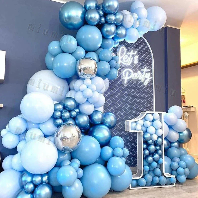 Macaron Blue Double Cream Balloon Garland Arch Kit - 242 Pieces