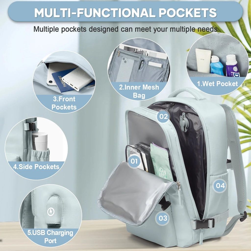 Vacuum Compression Laptop Backpack Blue