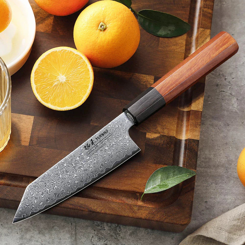 5-Inch Hand-Forged Damascus Steel Utility Knife Ebony And Rosewood Brown