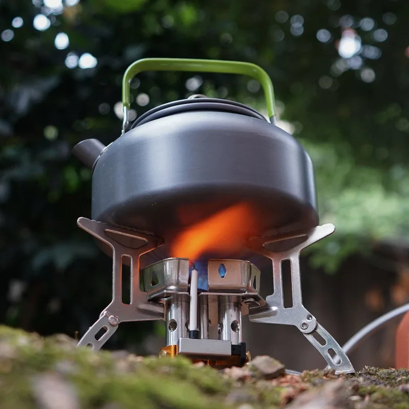 Three-Head Gas Stove Windproof Camping Silver