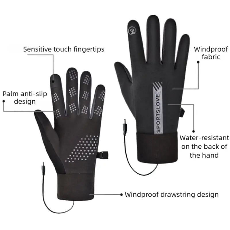 USB Rechargeable Heated Winter Gloves with Touchscreen & Anti-Slip Grip