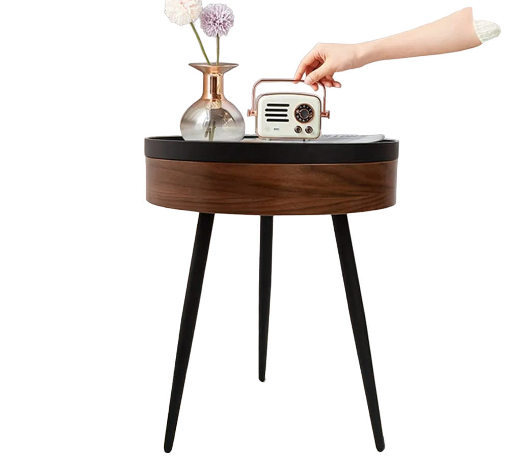 Modern Barrel-Style Bedside Table & Coffee Table with Ample Storage Space