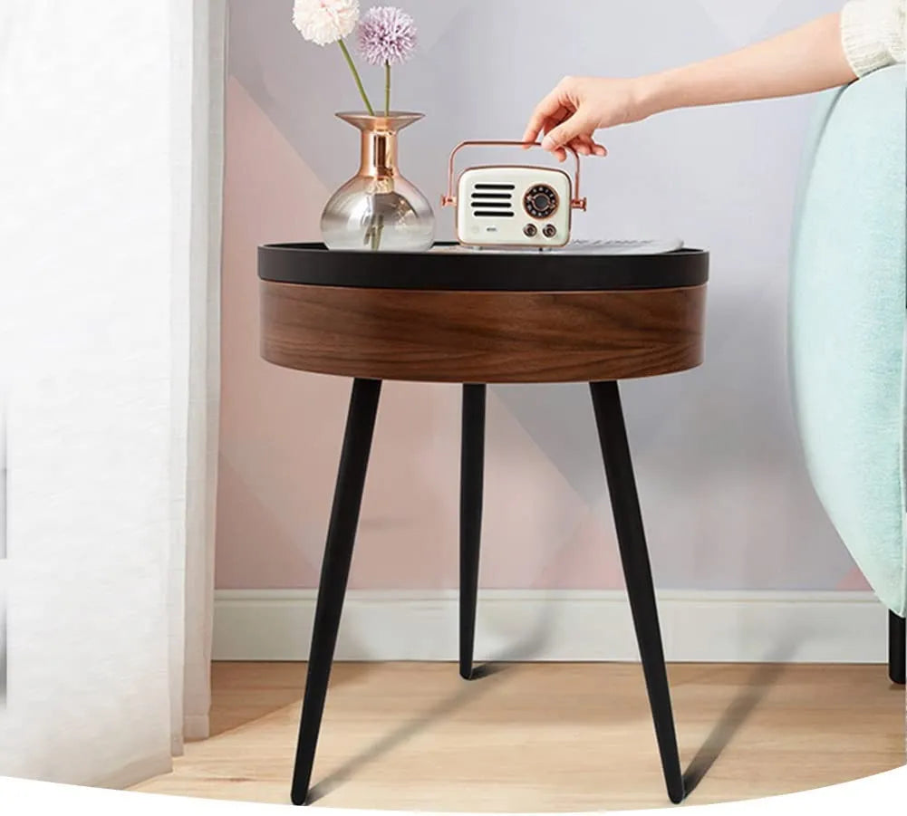 Modern Barrel-Style Bedside Table & Coffee Table with Ample Storage Space
