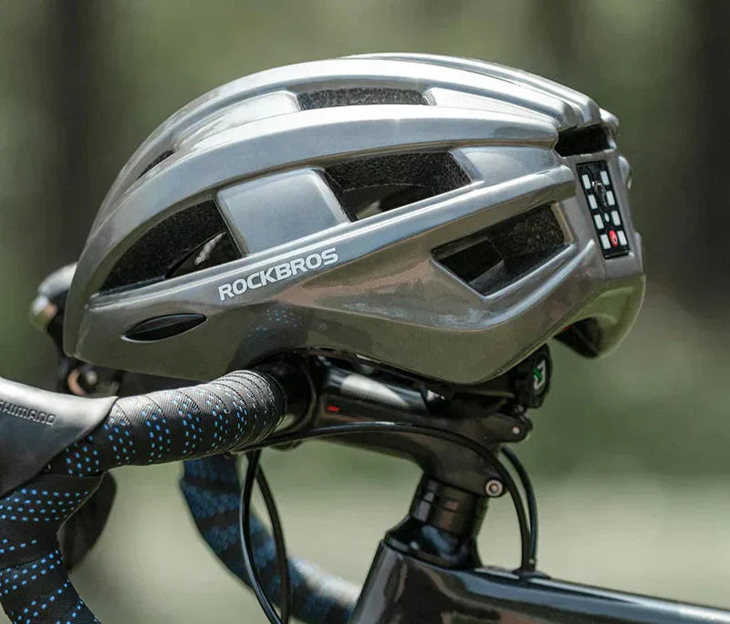 Bicycle Helmet with USB Rechargeable Rear Light Titanium