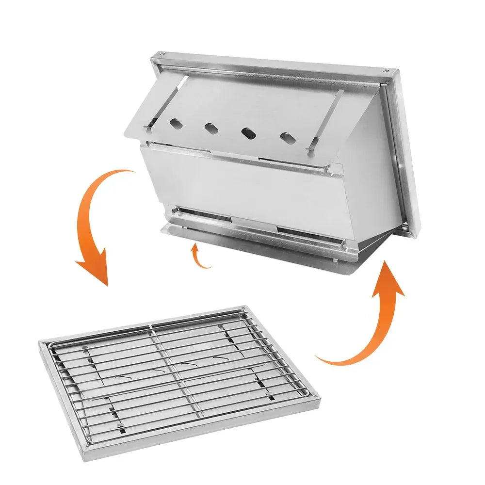 304 Stainless Steel Folding BBQ Grill Camping Stove Silver