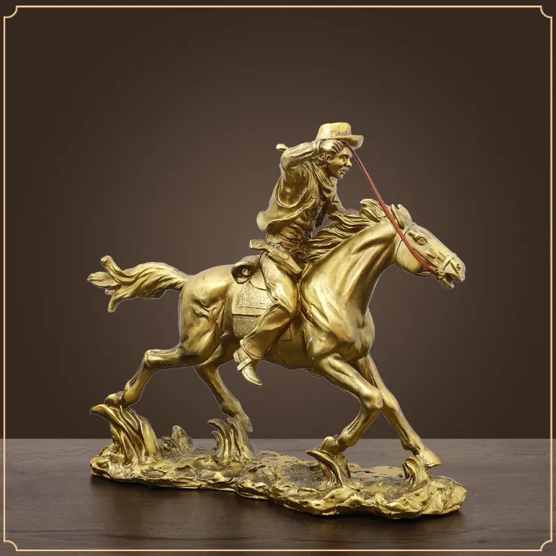 Cowboy Resin Horseman: Rustic Equestrian Home Decor