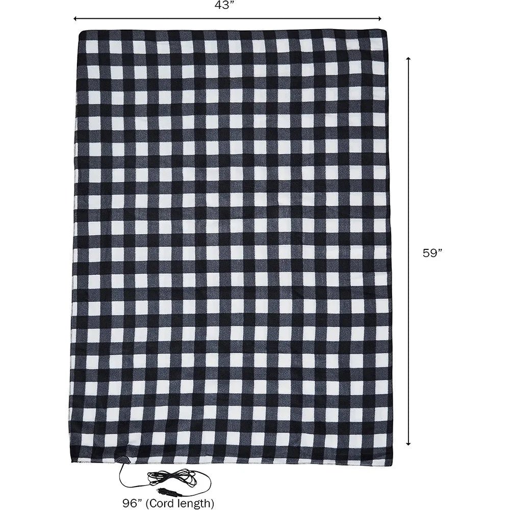 Premium Cozy Car Heating Blanket - 12V Heated Fleece Travel Throw