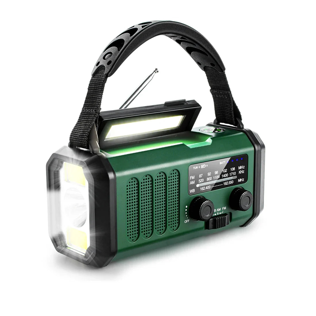 10000mAh Solar Hand Crank Emergency Radio Green