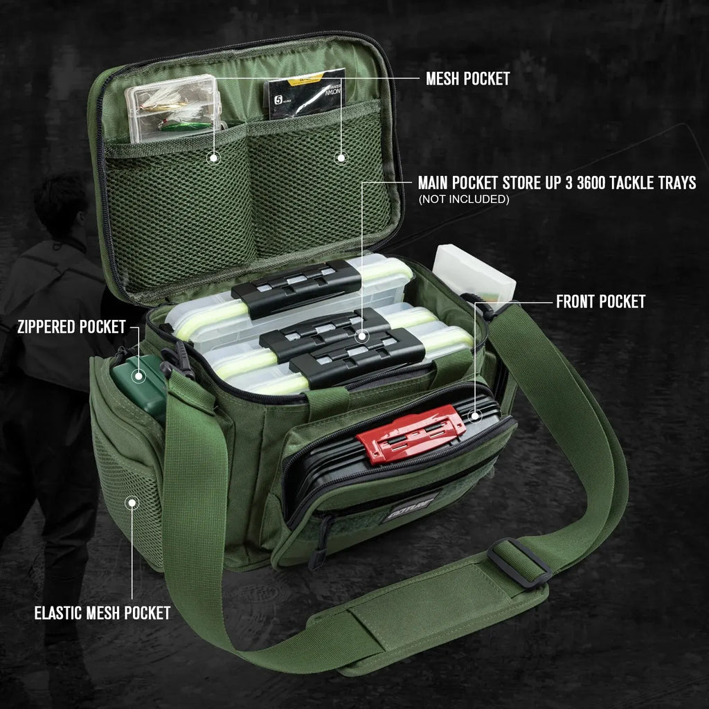 High-Capacity Tackle Shoulder Bag Outdoor Green