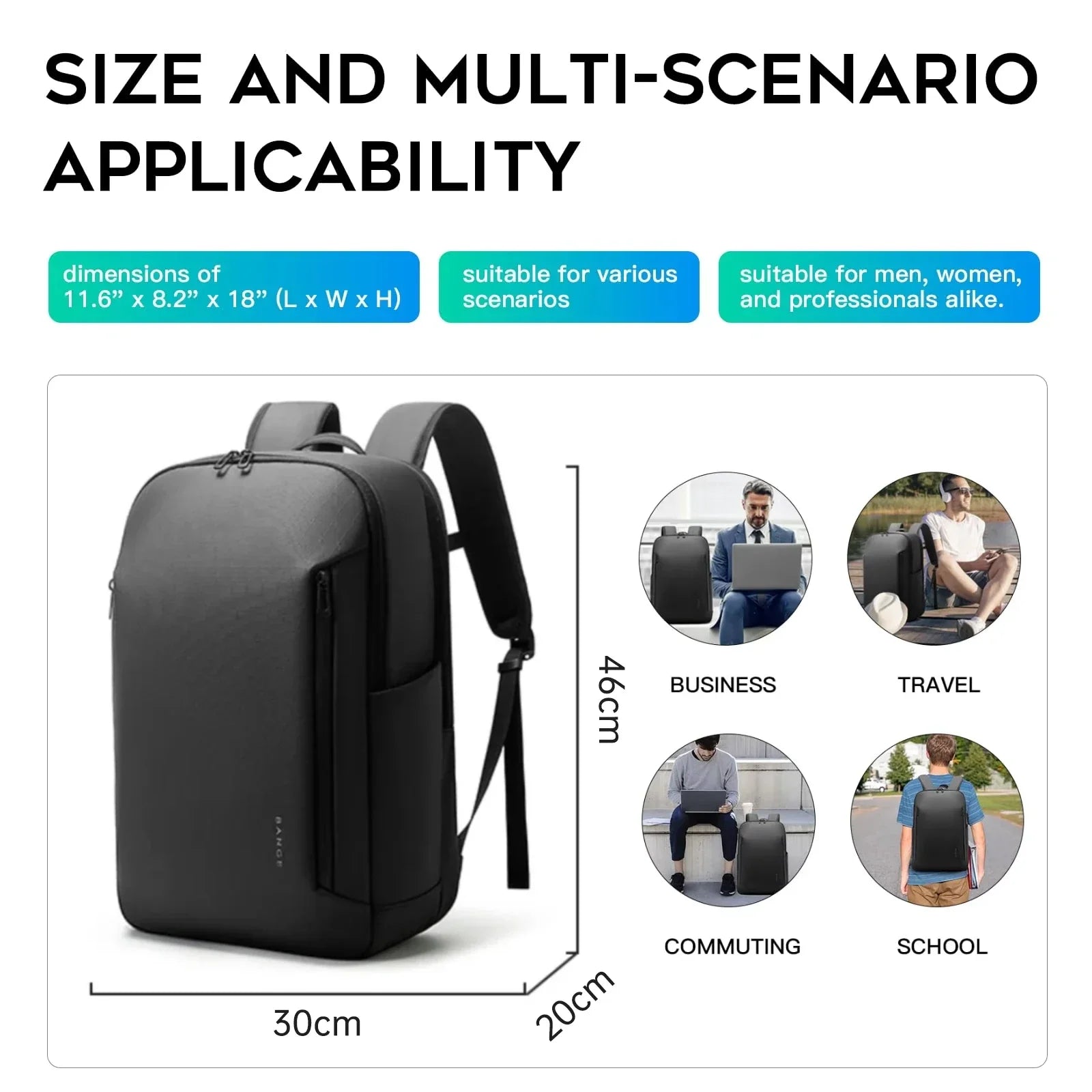 15.6-Inch Casual Laptop Backpack Black