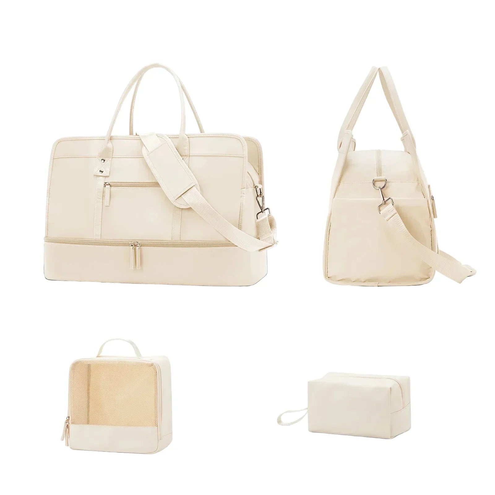 Luggage Travel Bag with Clothes and Toiletry Bag (Beige)