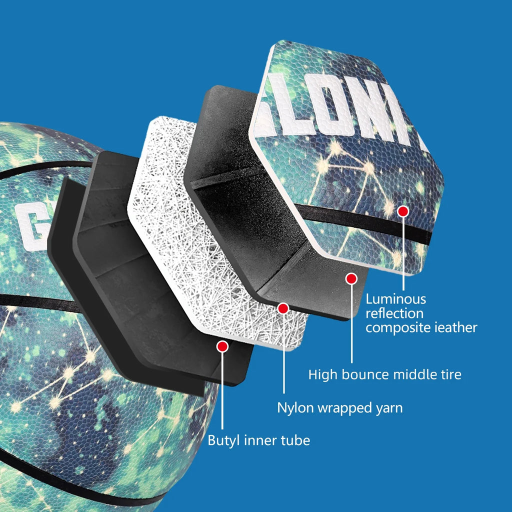 Glow-in-the-Dark Size 7 Basketball – PU Leather Indoor & Outdoor Training Ball
