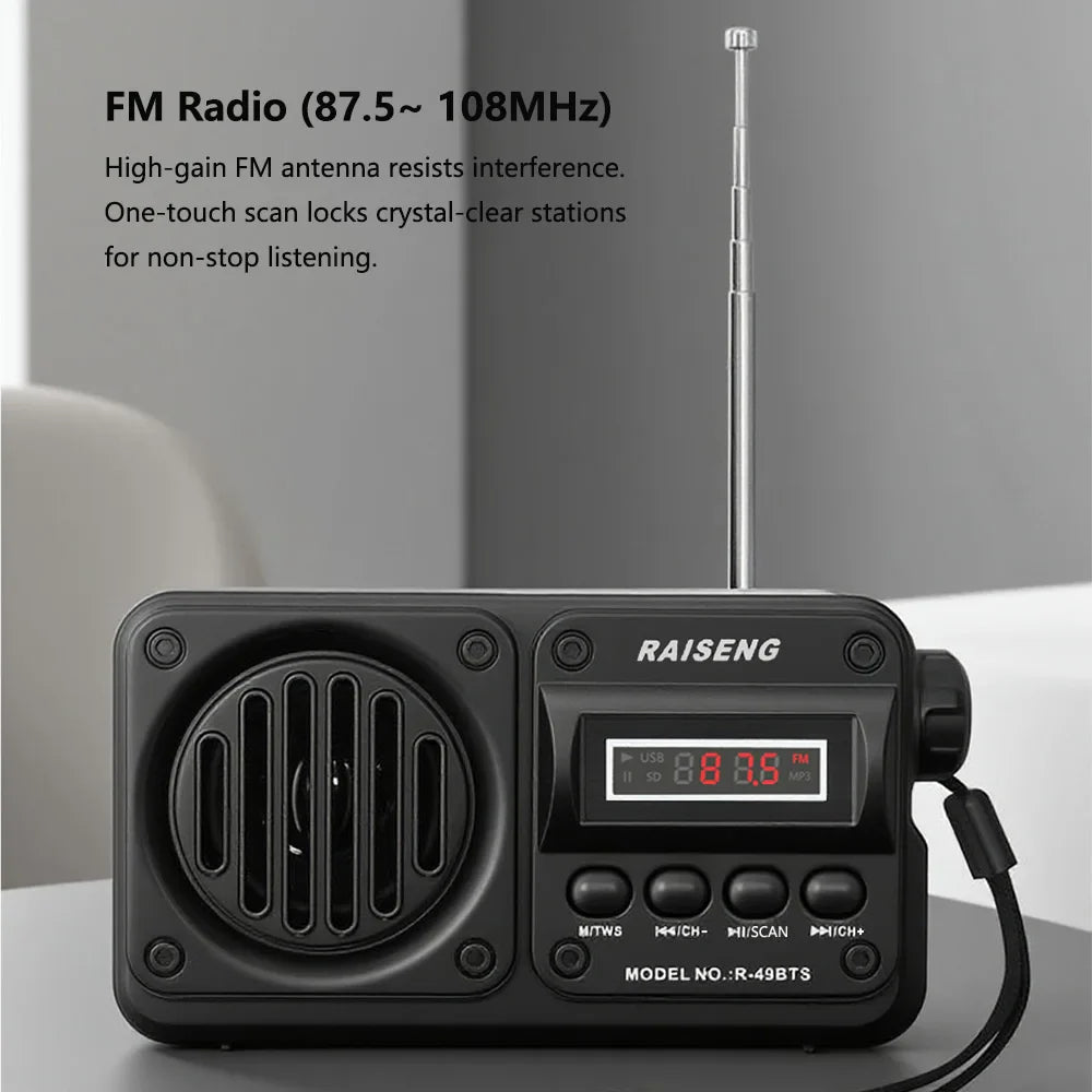 Portable Radio Bluetooth Speaker Black