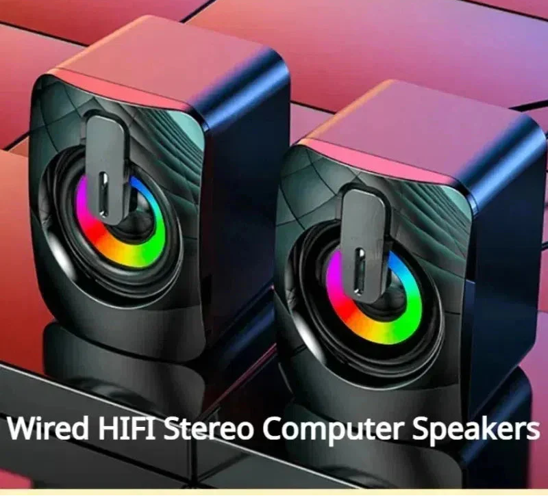 Computer Stereo RGB LED Light Black